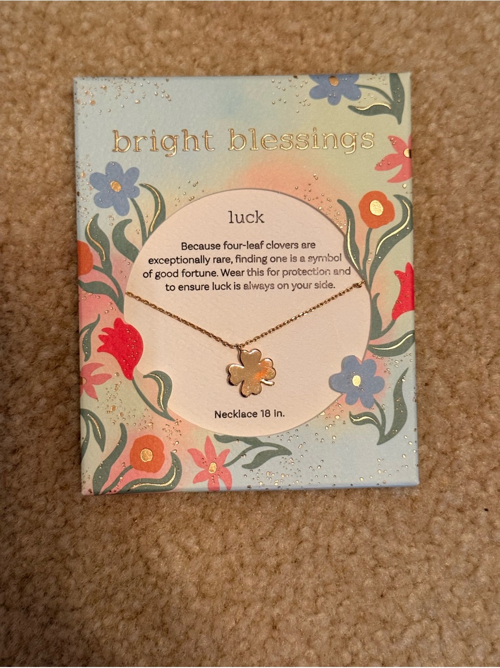 Gold Four-Leaf Clover Necklace -